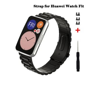 Uhren Edelstahl Metall Uhrenarmband für Huawei Watch Fit Armband für TIAB09/TIAB19 Smart Watch Band Armband mit Demontagewerkzeug