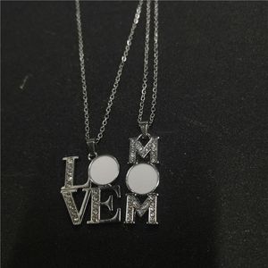 sublimation mom necklaces pendants for Mother's Day hot transfer printing materials consumables