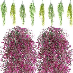 Dekorativa blommor Simulerad orkidé Vine Green Yellow Purple Fake Plant Wall Hanging Basket Flower Wedding Home Garden Decoration Aitificial