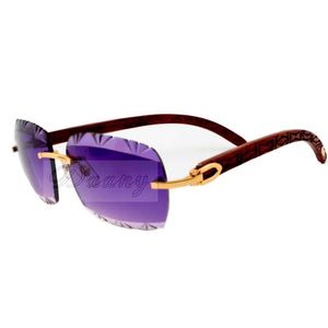 Direkte Farbgravurlinse, hochwertige geschnitzte Sonnenbrille 8300765 reine natürliche handgeschnitzte Holzbeine coole Sonnenbrille, Größe: 56-18-135 mm