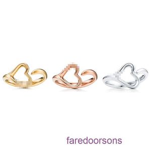 Tifannissm Rings Titanium Steel T Classic for women Family S925 Sterling Silver Fashion Simple Hollow Heart Gold Plated Open Ring Love Frie Have Original Box