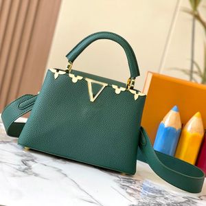 Sacos das mulheres designer capucines bolsa preto verde com metal capucines flor coroa bolsa de ombro crossbody bolsa totes