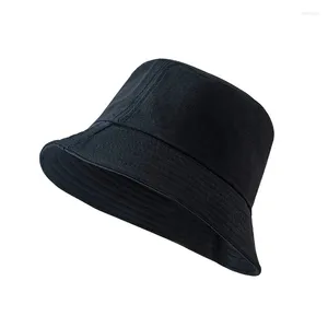 Berets Black White Solid Bucket Hat Unisex Bob Caps Hip Hop Gorros Men Women Summer Panama Cap Beach Sun Fishing Boonie