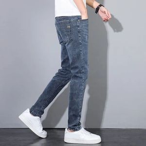 Coreano rua harajuku estiramento denim jeans s roupas de luxo italiano bordado blueluxury roupas para homens calças frescas 240104