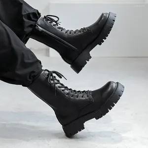 Мужские ботинки из натуральной кожи, мотоциклетные модные вечерние туфли для ночного клуба, черные туфли с высоким берцем, красивые длинные ковбойские ботинки