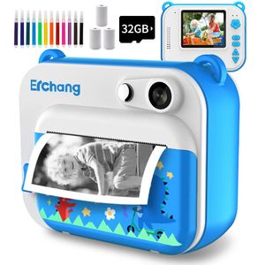 Barns Instant Print Camera med Thermal Printer Kids Digital Po Camera Girl's Toy Child Camera Video Boy's Birthday Present 240104