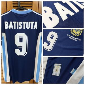 Винтажная классическая рубашка Ag wc 98 Away, трикотаж с короткими рукавами Batistuta, нашивки с именами и номерами на заказ, спонсор