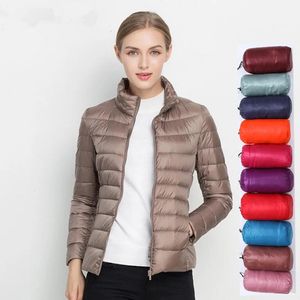 Mulheres primavera jaqueta moda curto ultra leve empacotável puffer casacos 15 cores feminino para baixo quente coreano fino ajuste parkas 5xl 240105