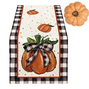 Tischdecke Kürbis Leinen Thanksgiving Aquarell Vintage Herbst Läufer für Familienessen bunt