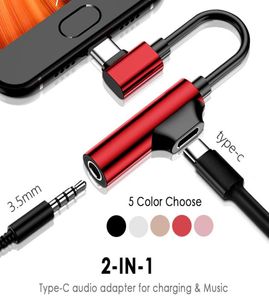 Convertidor de Cable adaptador 2 en 1 tipo C a conector de auriculares de 35mm 35 AUX USB C para Huawei Xiaomi Samsung Cable de carga Dropship7524979