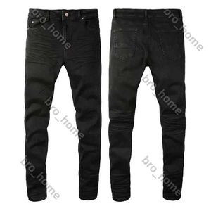 Luxury Mens Jeans Purple Brand Jeans Women Designer Jeans For Men Store Black Hole Skinny Motorcykel Trendy Ripped Patchwork Hole året runt Slim Legged HHV6