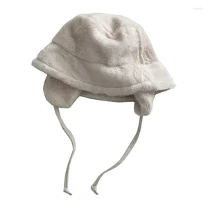 Berets Chapéu de pescador quente macio balde de pelúcia ao ar livre esporte headwear acessórios para meninas