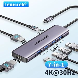 LEMORELE TC66 USB C HUB USB 3.0 Dockningsstation USB Type-C till Dual HDMI för MacBook Air Pro iPad Pro M2 M1 PC Förlänga 2 olika 240104