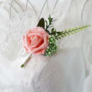 Fiori decorativi Rose Corpetto Regalo di nozze fresco di fascia alta Sposo Sposa Bavero Fiore Abito da banchetto Party Po Simulazione Champag