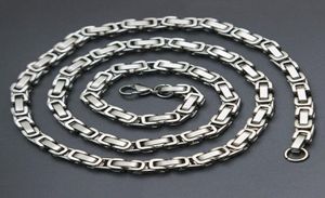 Mens Chain 4mm 5mm Silver Tone 316 Stainless Steel Byzantine Box Link Necklace Chain2323026