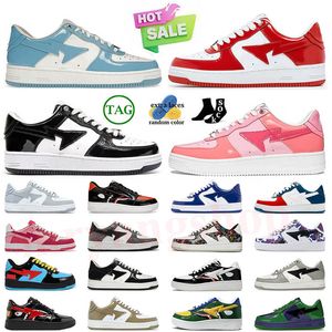 2024 SK8 designer casual skor låg för män sneakers patent läder svart vit blå kamouflage skateboarding jogging sportstjärna tränare shark spot bapestass sko