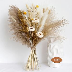 Dried Flowers Bouquet Reed Pampas Grass Wedding Decoration Year Christmas Flores Artificial Flowers Mariage Home Decor 240105