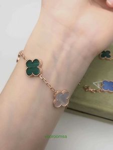 High quality Edition Bracelet Light Luxury Van version Fanjia Clover Flower for Girlfriend Double sided 18k Rose Gold Lock Bone Chain Live With Box Jun