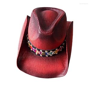 Berets Wholesale Red Paper Denim Hat Outdoor Sunshade Personality Colorful Belt Fishing