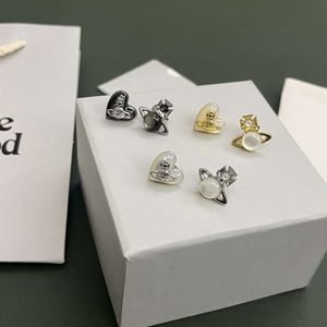 Viviennely Westwoodly Fritillaria Heart Asymmetric Pearl Earrings Different Left Right Earrings