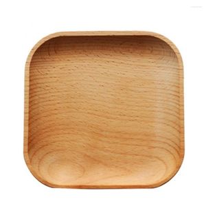 Plates 12cm Saucer Tray Home Plate Dinnerware Dishes Serving Round Square Wooden Cake Dessert