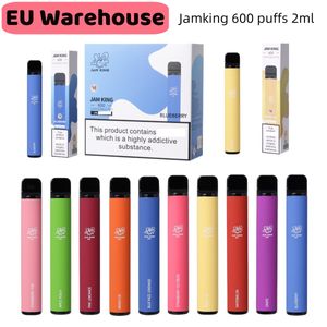 Jam King EU Stock vape Vaper Puff 600 2ml E-juice 10 Flavors Disposable Cigarette China Wholesale Vape Stick 550mAh Battery 20mg Nic Mesh Coil