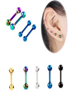 Punk Fashion Women Body Jewelry Ear Stud Lage Helix Tragus Piercing örhängen 18G Pole Rostfritt stål Skivstång örhänge Nail 50pcs/Lot3624172