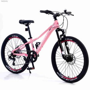 Cyklar 24 tum Mountain Bike Aluminium Alloy Frame Shimano 7 Speed ​​Dual-Suspension Bicycle for Kids StudentsL240105