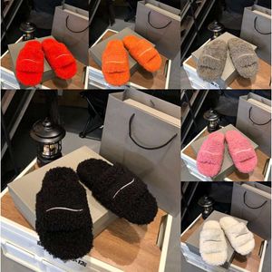 10A Hochwertige Designer-Luxus-Damenhausschuhe Damen Winterwolle-Rutschen Pelz Flauschige pelzige warme Buchstaben Sandalen Bequeme flauschige Mädchen-Flip-Flop-Slipper