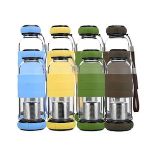 550 ml Portabelt rep sport utomhus glas vatten flaska fruktjuice vattenkokare dryck kopp direkt rostfritt stål te sil 240104