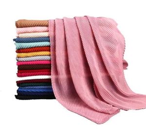 Whole 10pcslot Women Cotton Crinkle Pleated Scarf Hijab Plain Solid Color Pleated Ruched Wrinkle Long Large Scarves Hijabs Y25688900