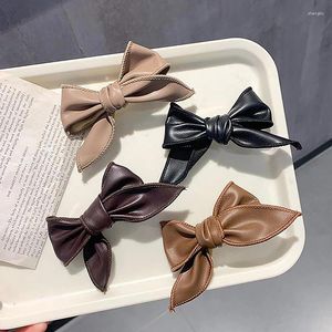 Akcesoria do włosów retro pu skórzane łuki klip ręcznie robiony kucyk do włosów duckbill moda bowknot barrette strona