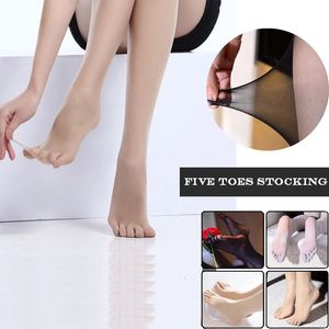 Unisex Ultra-thin Seamless T-Crotch Separate Five Toes Pantyhose Crotchless Sexy Tights Women Black Nylon Transparent Stockings 240105