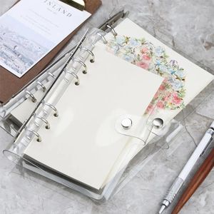 Sacos de armazenamento A6 A5 Binder Coletar Livro Snap Botão Fechar Caso Zipper Pastas Macio PVC 6-Anel Capa DIY Po Organizador 6 Buraco