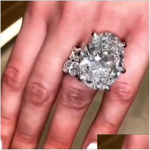 Wedding Rings Sparkling Vintage Jewelry Couple 925 Sterling Sier Big Oval Cut White Topaz Cz Diamond Women Bridal Ring Set Gift Drop Dh8Ki