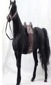 simulazione animale cavallo da guerra bambola giocattolo animali fatti a mano bambole cavallo realistico pelliccia casa el ornamenti decorazione 36x34 cm DY800354594885