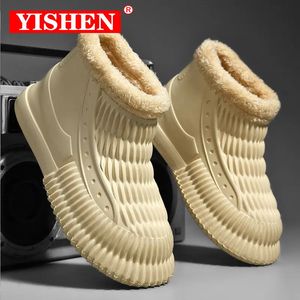 Yishen Men Boots Fashion Trend Winter Warm Plush Cotton Shoes for Waterproof Snow Botas Para Hombre Plus Size 39 240105