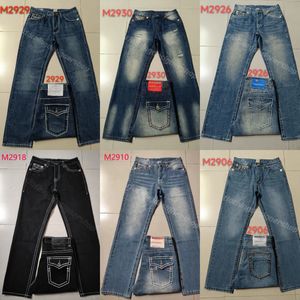 Męskie dżinsy mody-straight-nogawki 18ss Nowe elastyczne męże Robin Rock Revival Crystal Studs Dżins Designer Spodni True Religia Mężczyźni