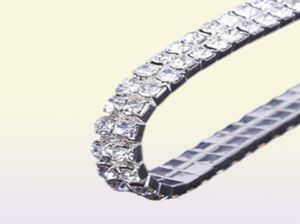 12 pieces Lots 110 Row Silver Bracelets Crystal Rhinestone Elastic Bridal Bangle Bracelet Stretch Whole Wedding Accessories f6913553