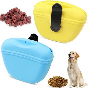 Silikon Portable Dog Training Treat Bag Puppy Snack Reward Midjeväska Foderpåse Pocket Mat Belöning Förvaringsväska Magnetisk stängning Midjeklipp HW0164