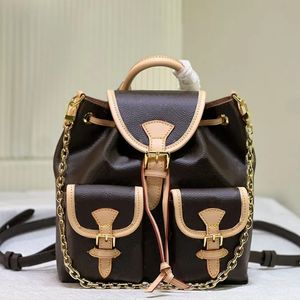 Mochila de corda designer feminina bolsa escolar mochila de viagem clássica carta impressão corrente