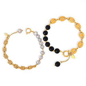 Pulseira feminina irregular pérola de água doce artesanal frisada cobre puro ágata pulseira de alta qualidade moda jóias presente