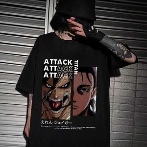 Erkek Tişörtleri 2022 Japonya Anime Saldırısı Titan Levi Eren Erkekler/Kadın Sevimli Pamuk T-Shirt Sıradan Öğrenci Kısa Kollu Giysiler Harajuku SUVERSISEL240104