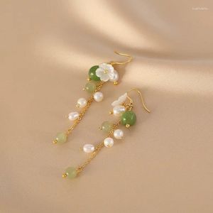 Orecchini pendenti 2024 Perle d'acqua dolce naturali Fiore bianco Donne Temperamento lungo Nappa Accessori da sposa da sposa