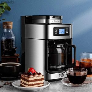 コーヒーメーカー1000W自動電気コーヒーマシンホームビーングラインダーがシンプルなディスプレイオールインワンアメリカンセルフサービスドリップコーヒーMAKERL240105