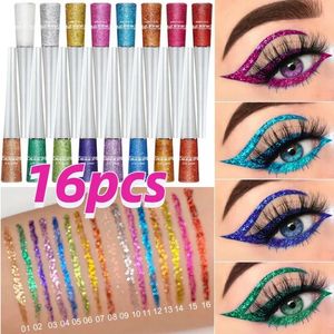 16pcsset oka liniowiec Losek płynny błyszczący żel do eyeliner Szybki suszący długotrwały, nie malejący niebieski zielony biały czerwony makijaż oka 240104