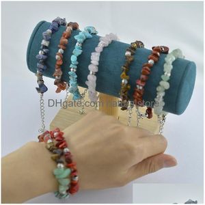 Bracciale con perline in pietra naturale con chip Chakra Bracciale con pietre preziose curative in cristallo Tumble Pietre lucidate Gioielli di moda per Wom Dhud7