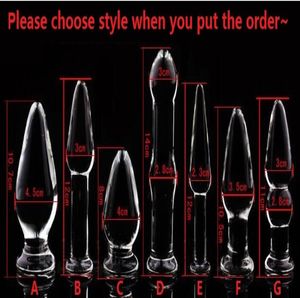 Crystal Glass Dildos Vagina Anal Plug Unisex Anus Förstorare Dilator Masturbation Produkt Vuxen Bondage BDSM Sex Butt Toy 7 Style6353107