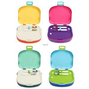 Bento Boxes Bento Lunch Box Hole Flera fack Buckle Lock Bento Snack Box Leakage Proof Portable With Fork For Travel YQ240105