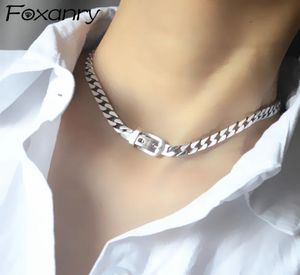 Collana con cintura per industria pesante in argento sterling S925 da donna039s Catena spessa Hip Hop Tide Catena con clavicola Pendenti retrò5309884